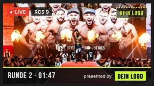 Livestream mit Logo und „presented by“-Einblendung