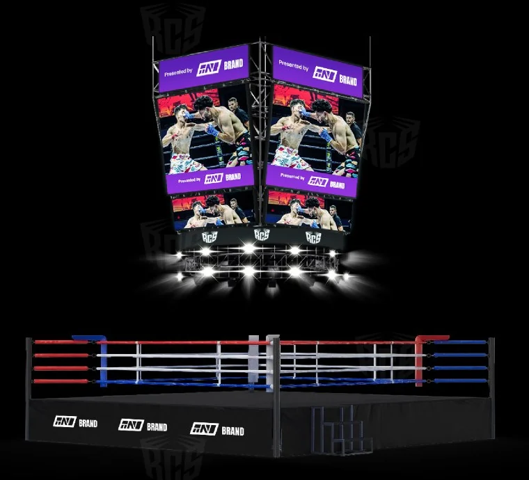LED-Screens über dem Ring mit Sponsorenlogo